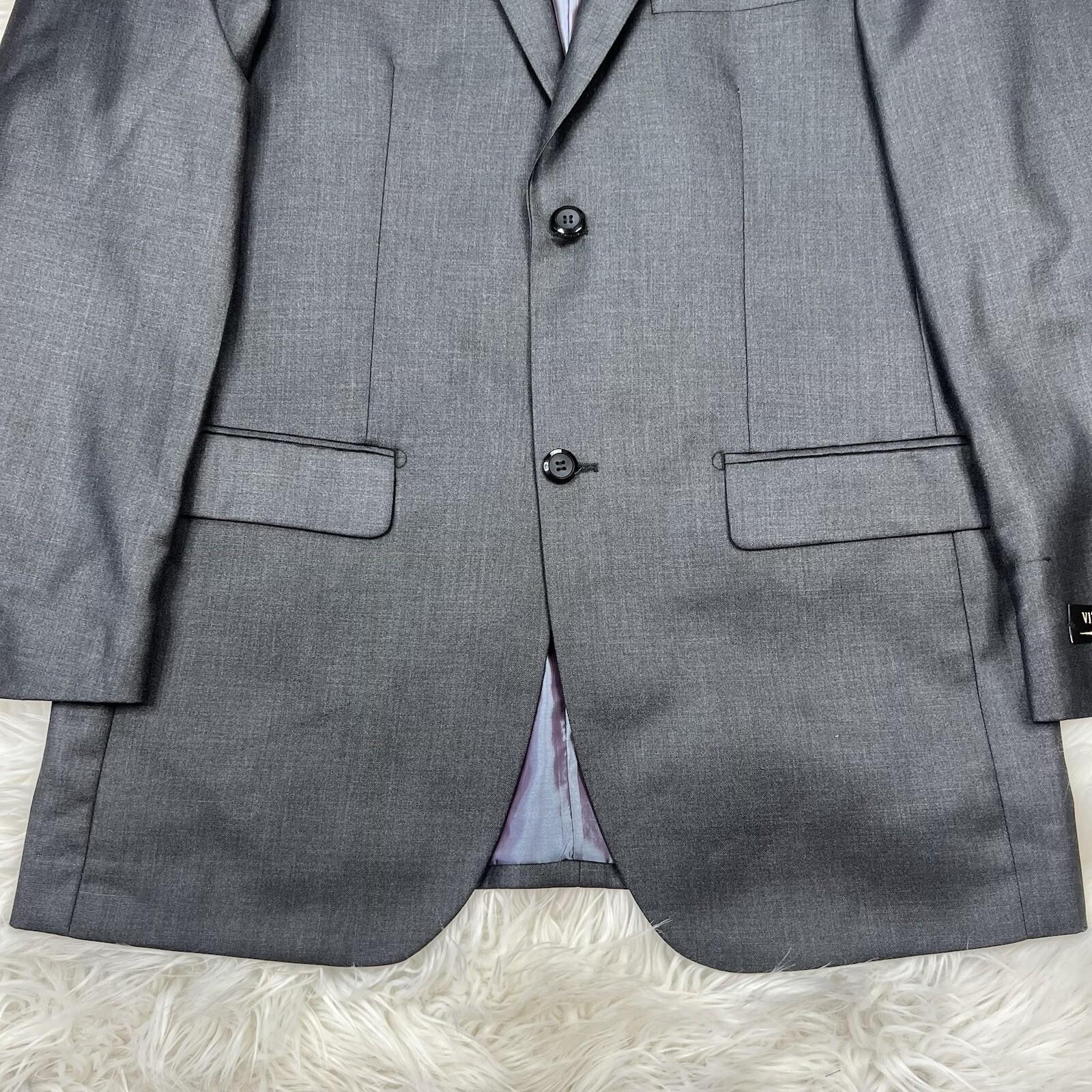 Vitali Men 3PC Suit 38R Pants 32x30 Vest Charcoal Sheen Soft Fabric Unhemmed