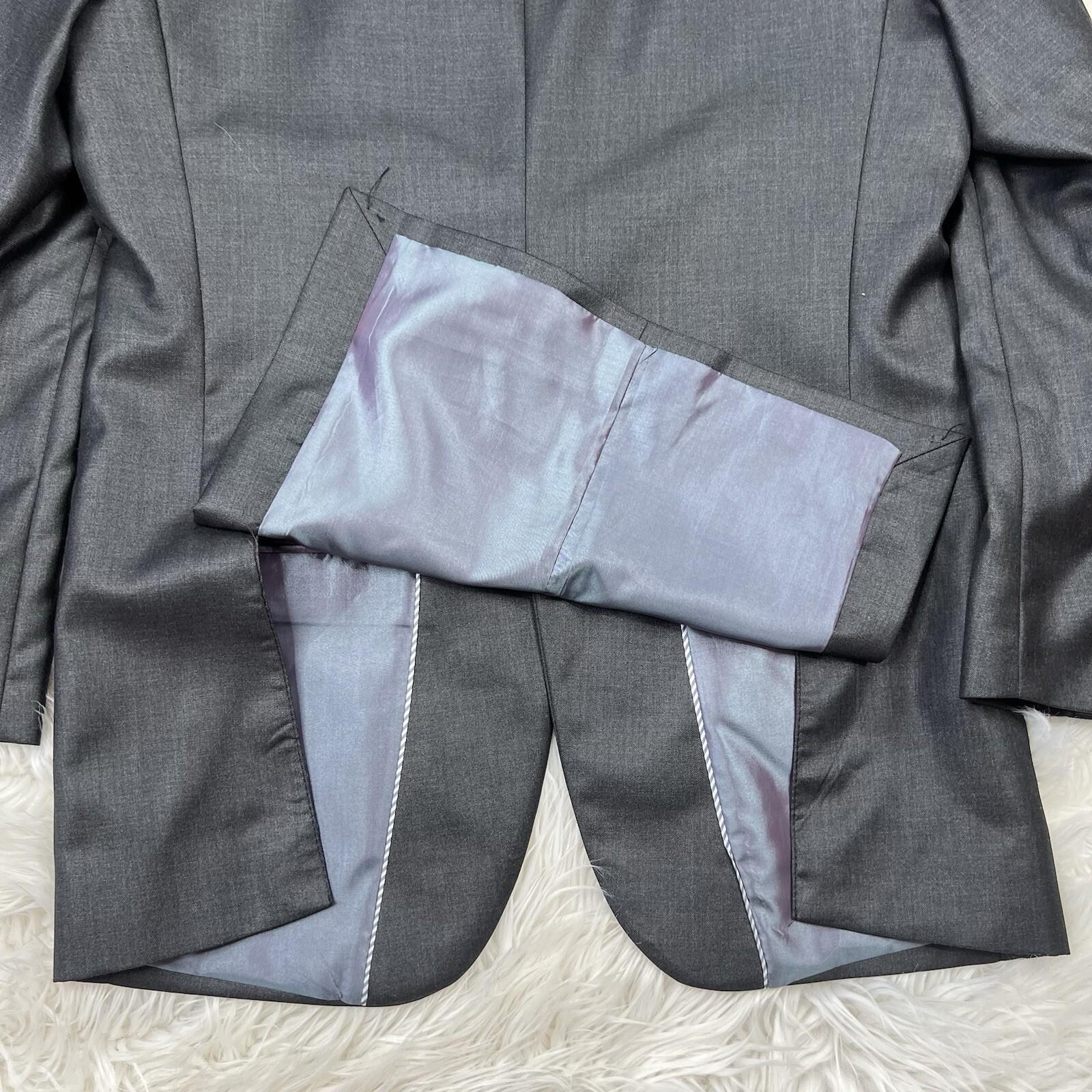 Vitali Men 3PC Suit 38R Pants 32x30 Vest Charcoal Sheen Soft Fabric Unhemmed