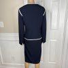 Evan Picone Polyester Stretch Dress 18 Suit 16 Navy Blue White Open Front 2PC