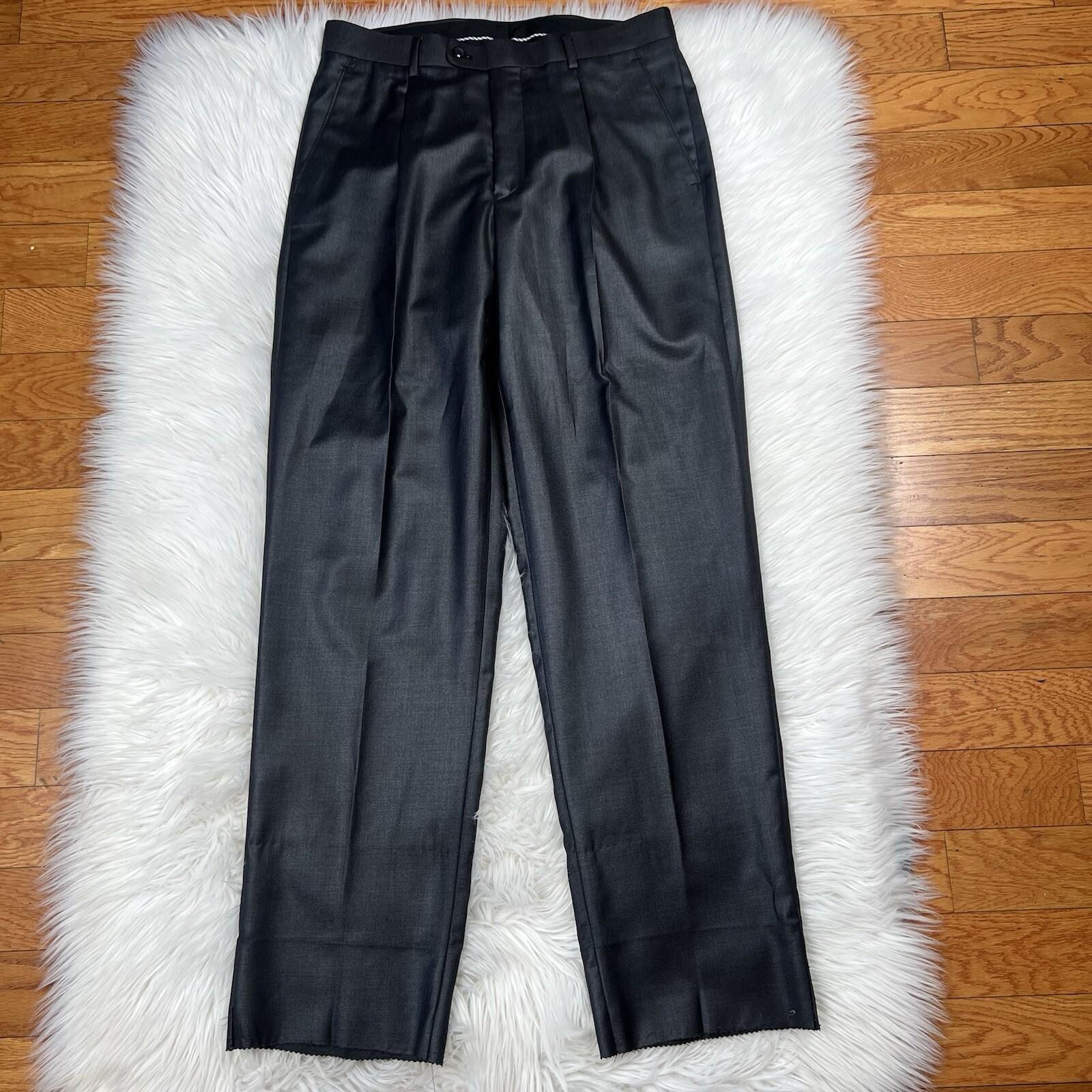 Vitali Men 3PC Suit 38R Pants 32x30 Vest Charcoal Sheen Soft Fabric Unhemmed