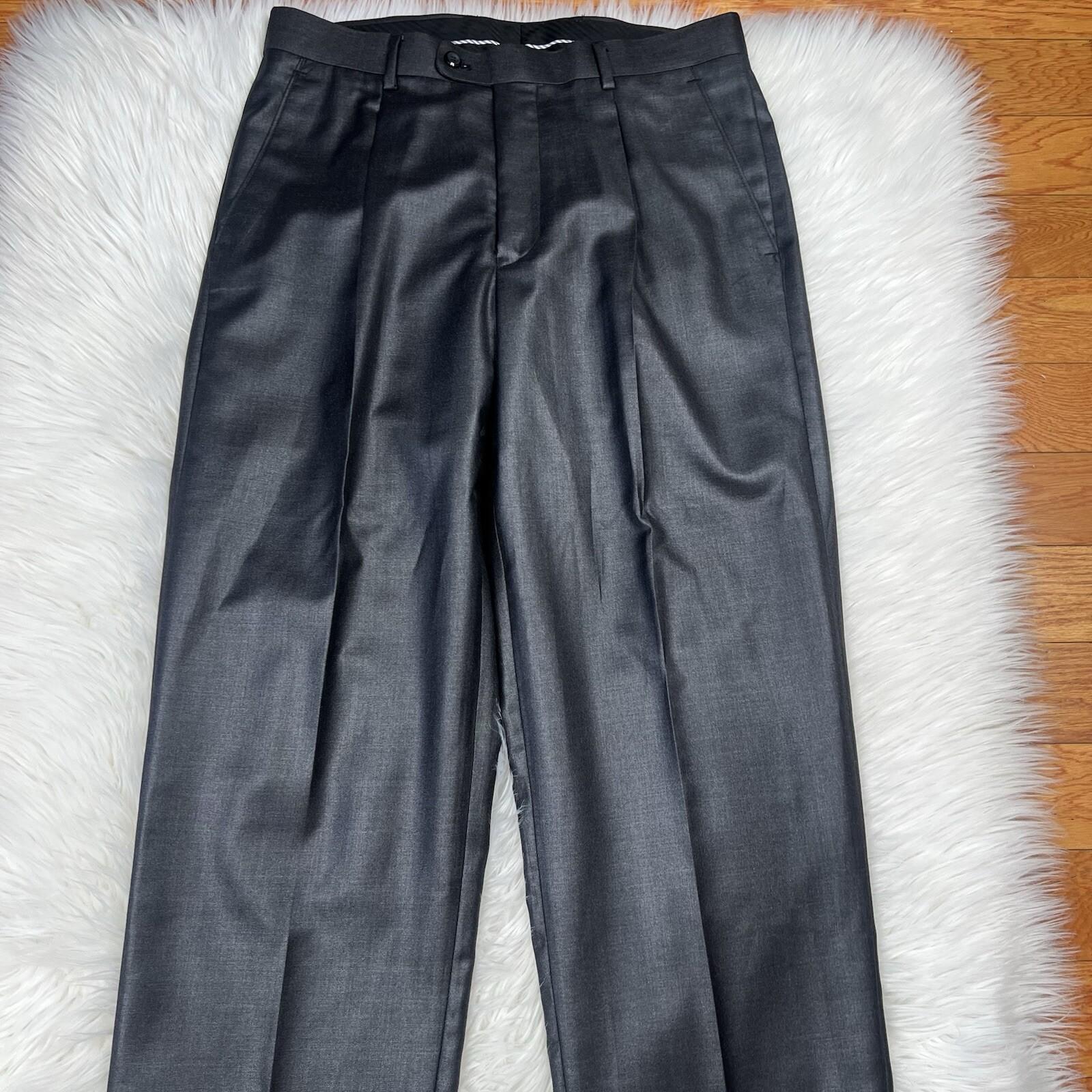 Vitali Men 3PC Suit 38R Pants 32x30 Vest Charcoal Sheen Soft Fabric Unhemmed