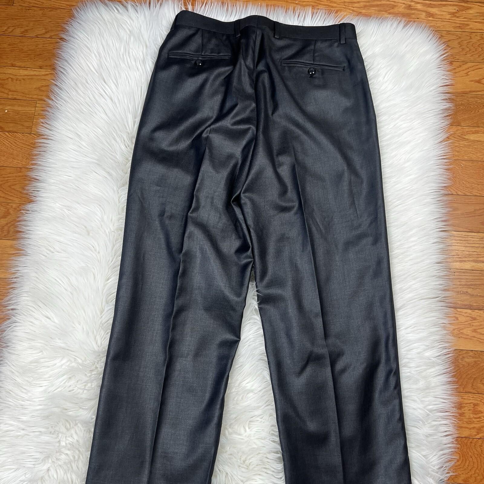 Vitali Men 3PC Suit 38R Pants 32x30 Vest Charcoal Sheen Soft Fabric Unhemmed