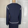 Evan Picone Polyester Stretch Dress 18 Suit 16 Navy Blue White Open Front 2PC