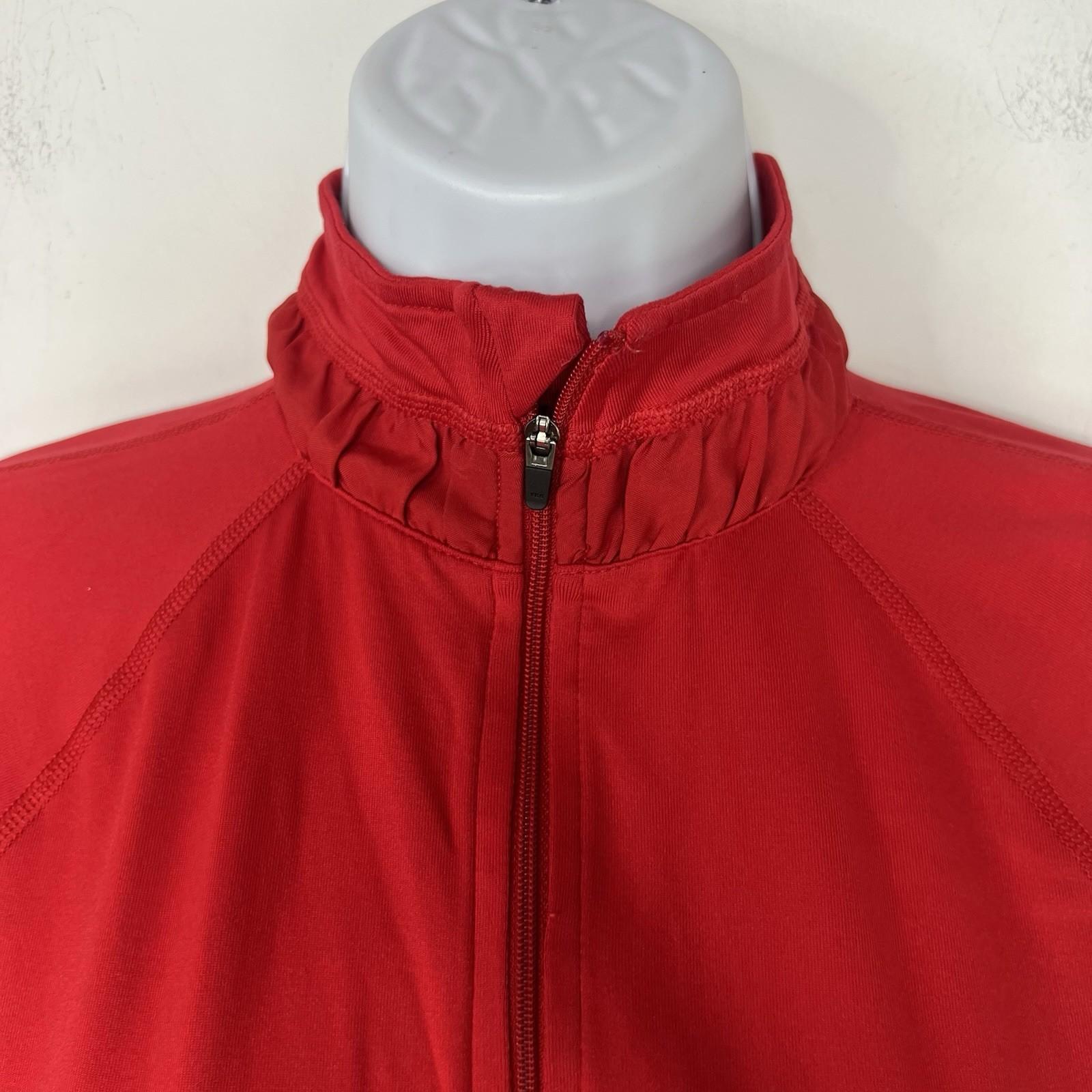 Spanx Active Slimming Contour Jacket S Red Mock Neck thumbholes anchor sleeves