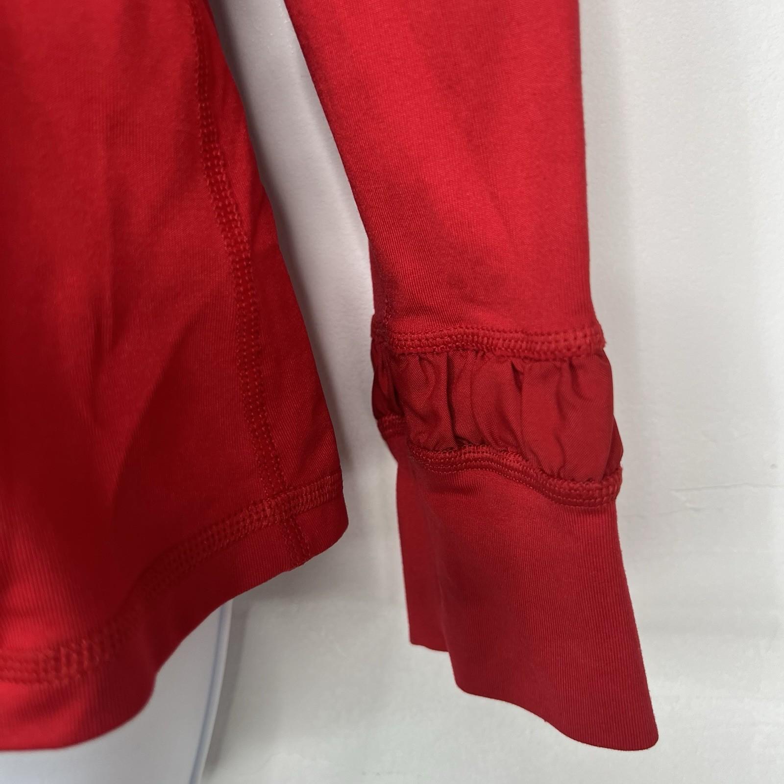 Spanx Active Slimming Contour Jacket S Red Mock Neck thumbholes anchor sleeves