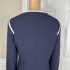 Evan Picone Polyester Stretch Dress 18 Suit 16 Navy Blue White Open Front 2PC