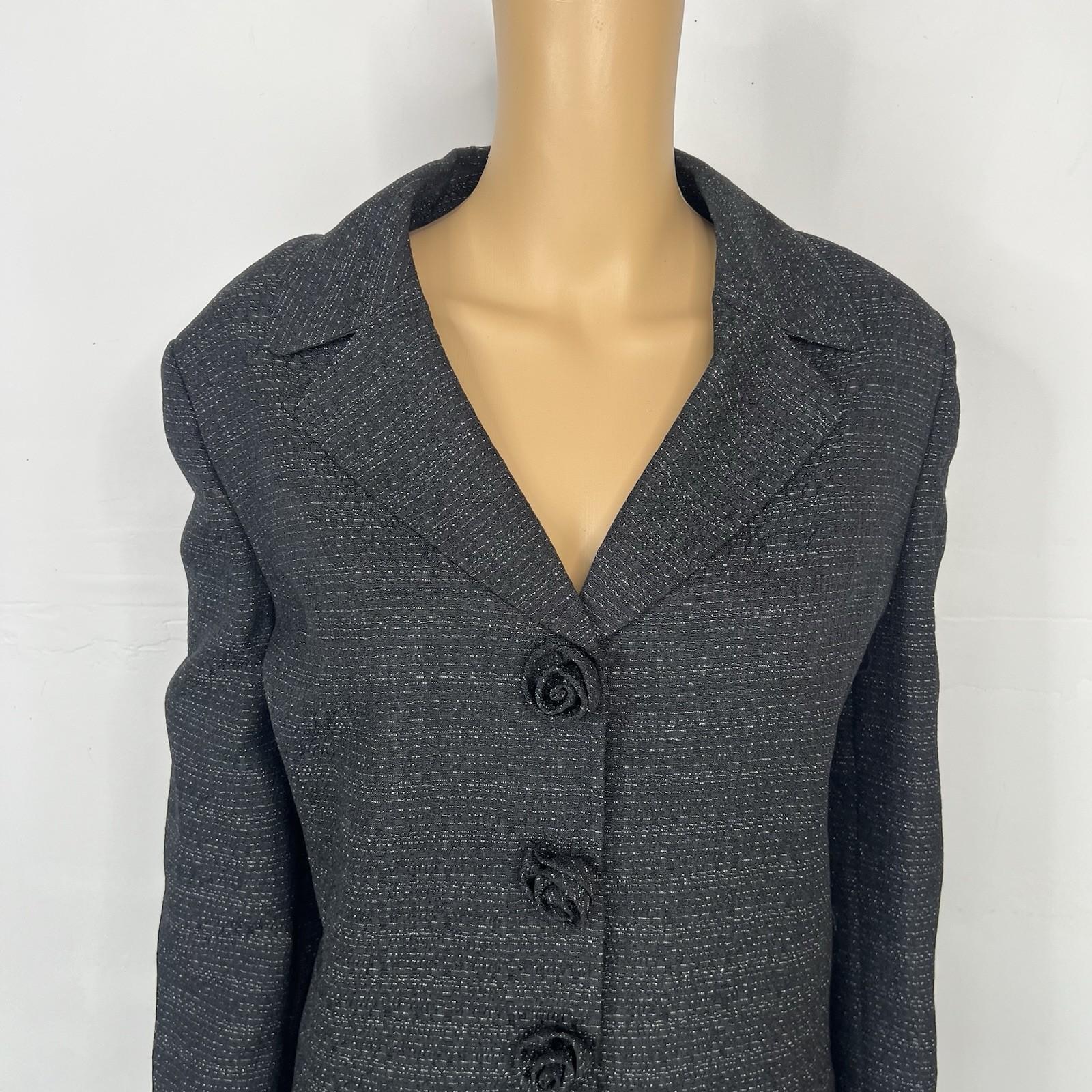 Le Suit Women Polyester Skirt Suit Size 18 Black White Notch Collar Business 2PC