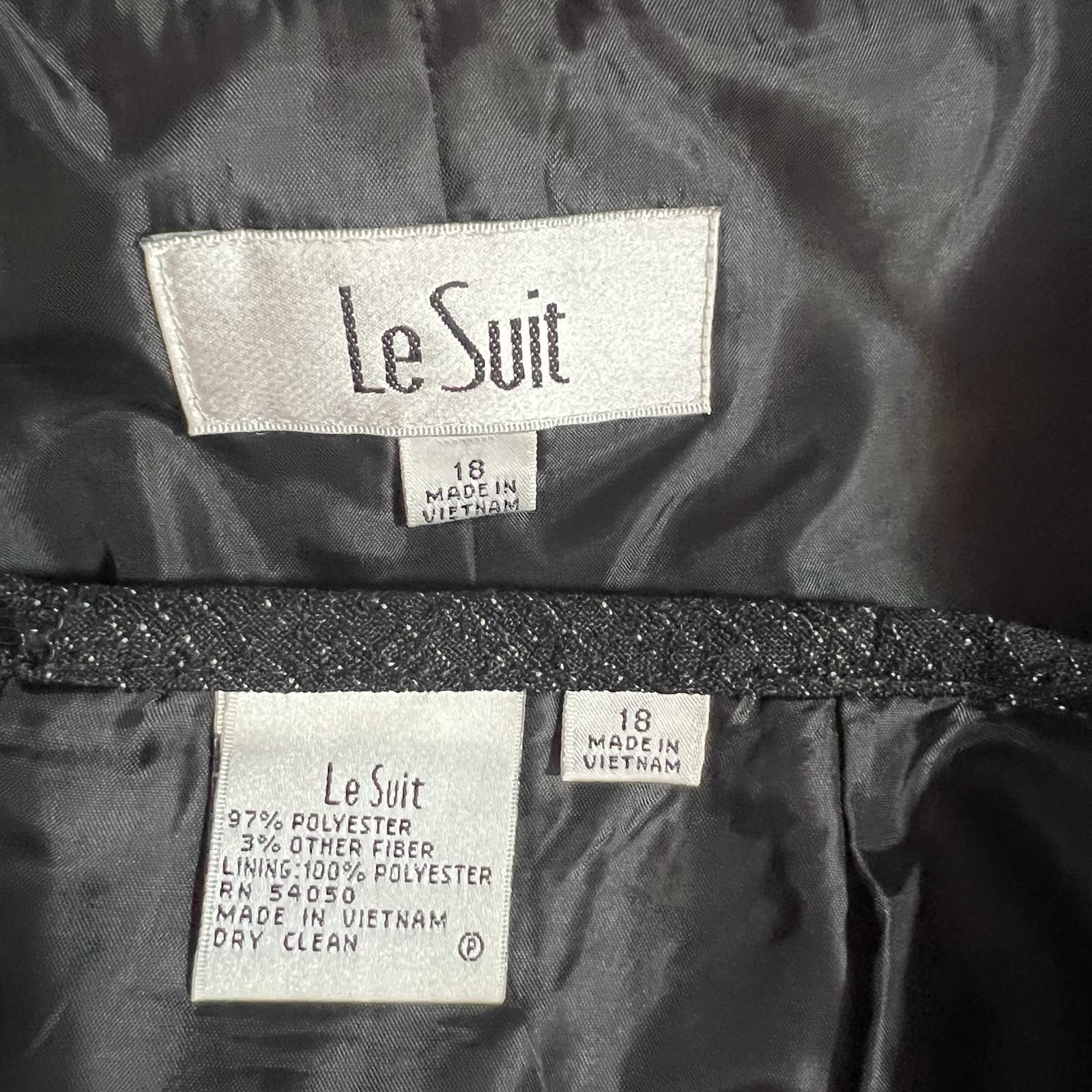 Le Suit Women Polyester Skirt Suit Size 18 Black White Notch Collar Business 2PC
