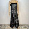 Dave & Johnny 90's Glam VTG Y2K Strapless Maxi Gown Size 4 Black Velvet Floral