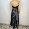 Dave & Johnny 90's Glam VTG Y2K Strapless Maxi Gown Size 4 Black Velvet Floral