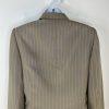 LE SUIT Polyester Pant Suit Size 6 Olive Green Striped Notch Collar Career 2PC