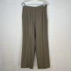 LE SUIT Polyester Pant Suit Size 6 Olive Green Striped Notch Collar Career 2PC