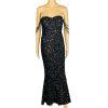 10-4469.jpg Love & Lemonade Sequin Evening Gown Size S Black Beaded Strapless Stretch Prom