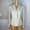 Calvin Klein Women Linen Rayon Blazer Size 8 Beige Lined Notch Collar New