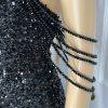 10-4473.jpg Love & Lemonade Sequin Evening Gown Size S Black Beaded Strapless Stretch Prom