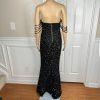 10-4475.jpg Love & Lemonade Sequin Evening Gown Size S Black Beaded Strapless Stretch Prom
