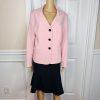 Le Suit Polyester Skirt Suit Size 18 Black Pink Notch Collar Flared Lined New