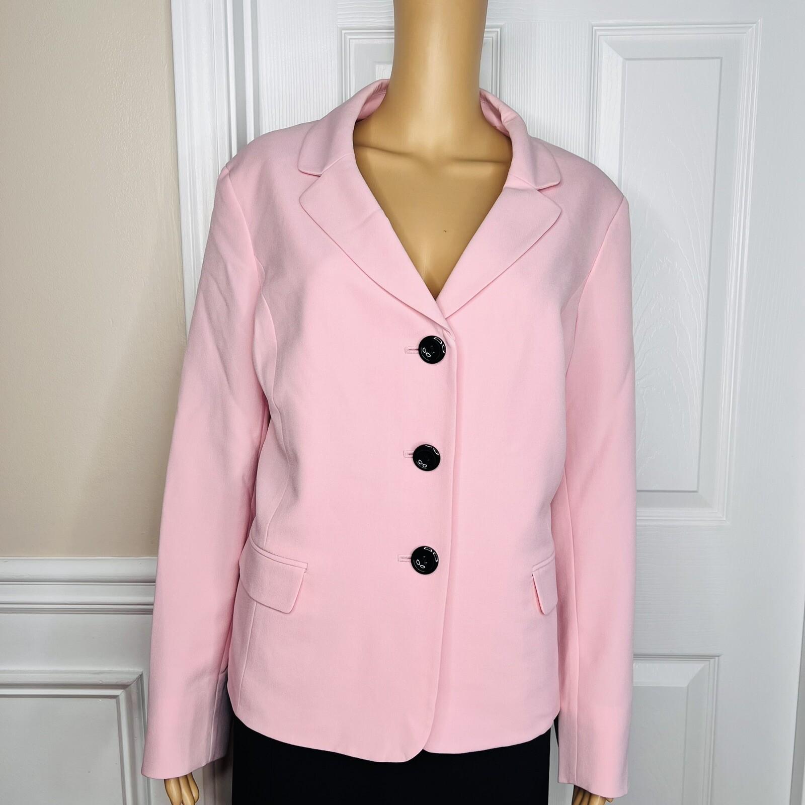 Le Suit Polyester Skirt Suit Size 18 Black Pink Notch Collar Flared Lined New
