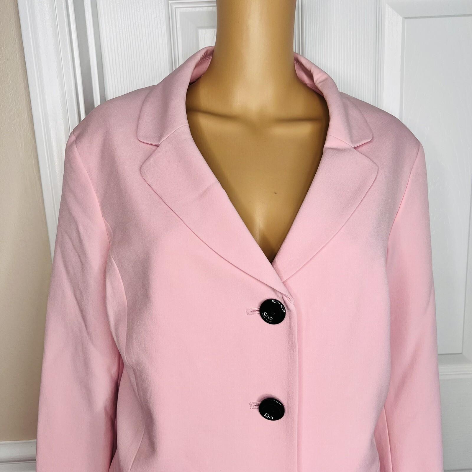 Le Suit Polyester Skirt Suit Size 18 Black Pink Notch Collar Flared Lined New