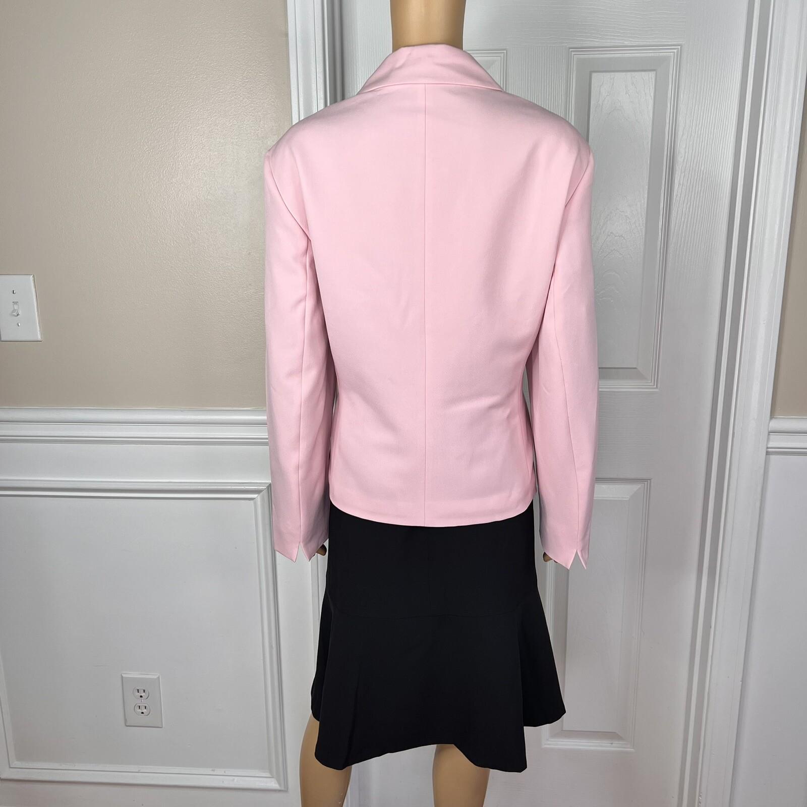 Le Suit Polyester Skirt Suit Size 18 Black Pink Notch Collar Flared Lined New