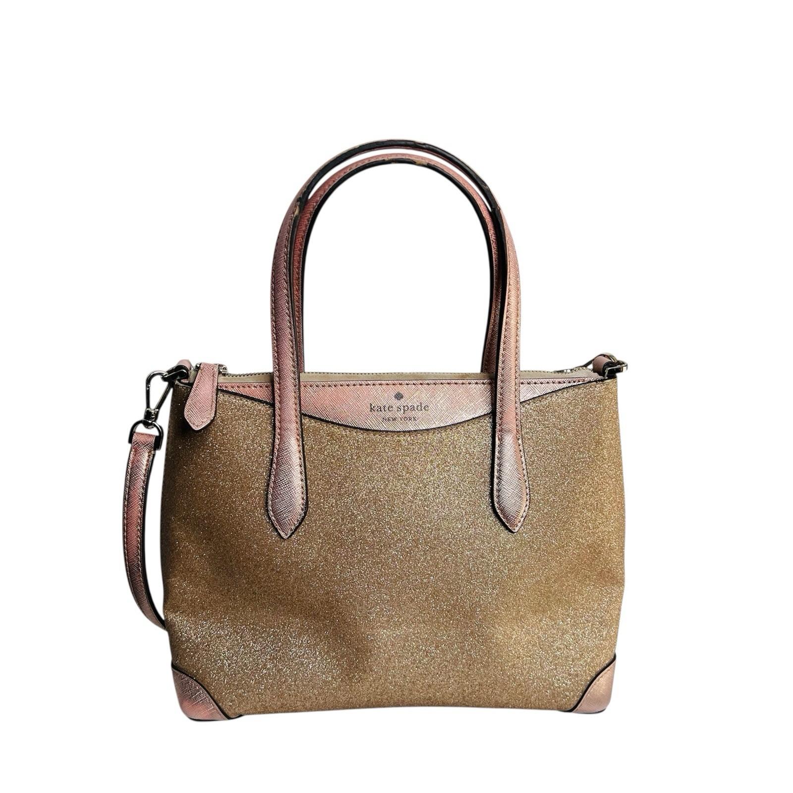 Kate Spade Shimmy Glitter  Satchel Crossbody Bag Medium Rose Gold