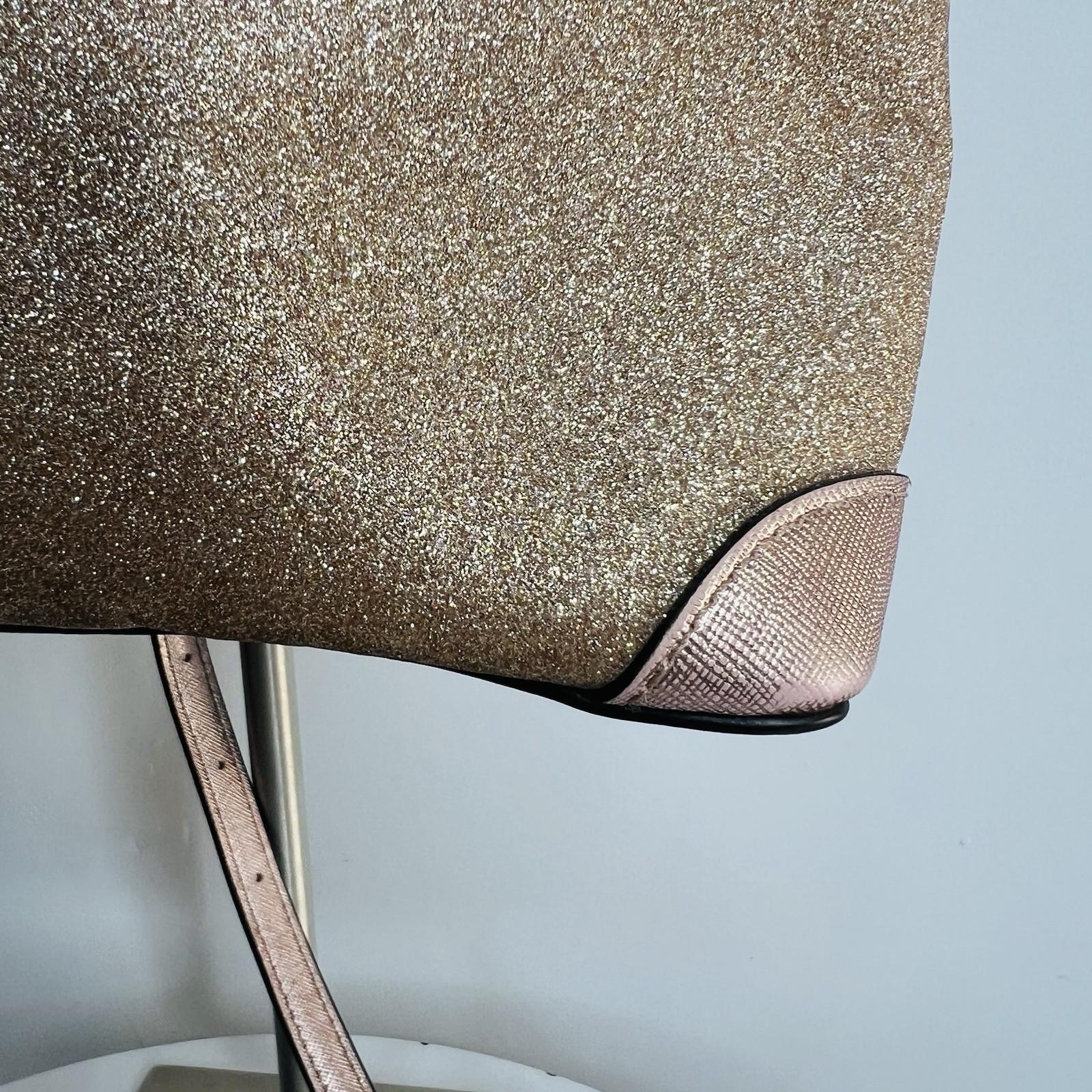 Kate Spade Shimmy Glitter  Satchel Crossbody Bag Medium Rose Gold