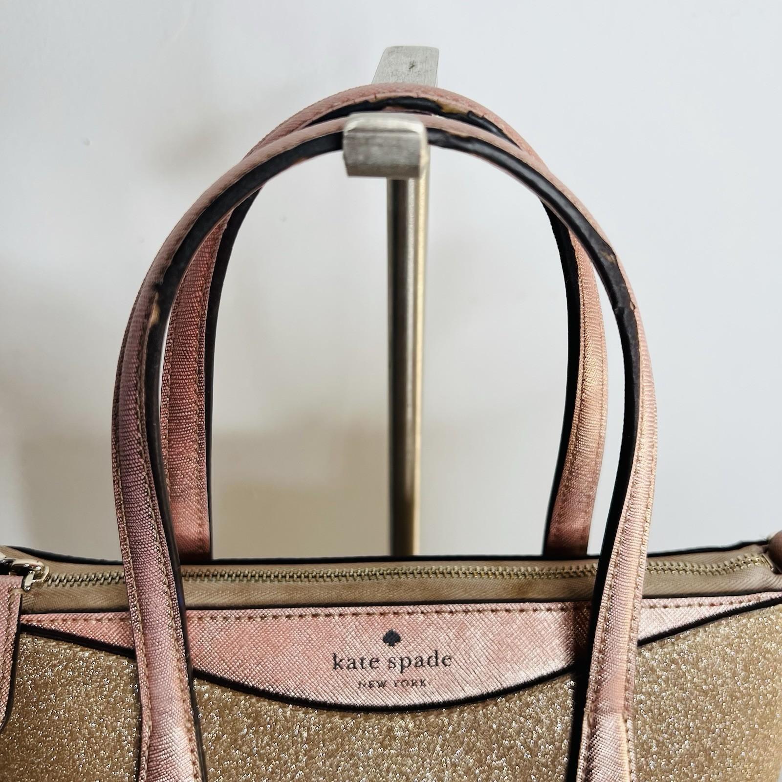 Kate Spade Shimmy Glitter  Satchel Crossbody Bag Medium Rose Gold