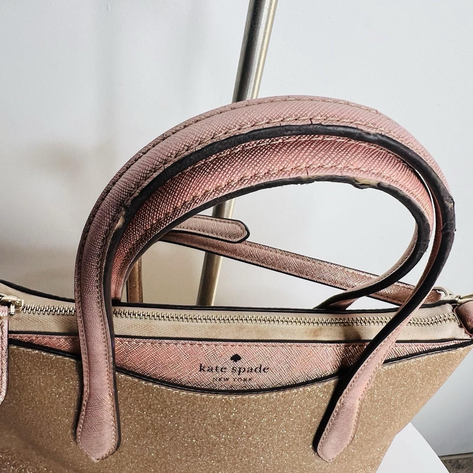 Kate Spade Shimmy Glitter  Satchel Crossbody Bag Medium Rose Gold