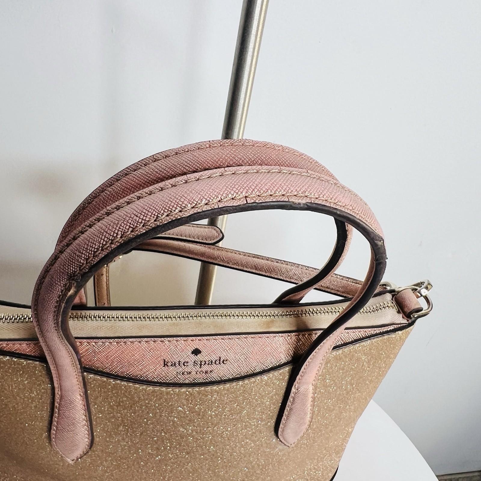 Kate Spade Shimmy Glitter  Satchel Crossbody Bag Medium Rose Gold