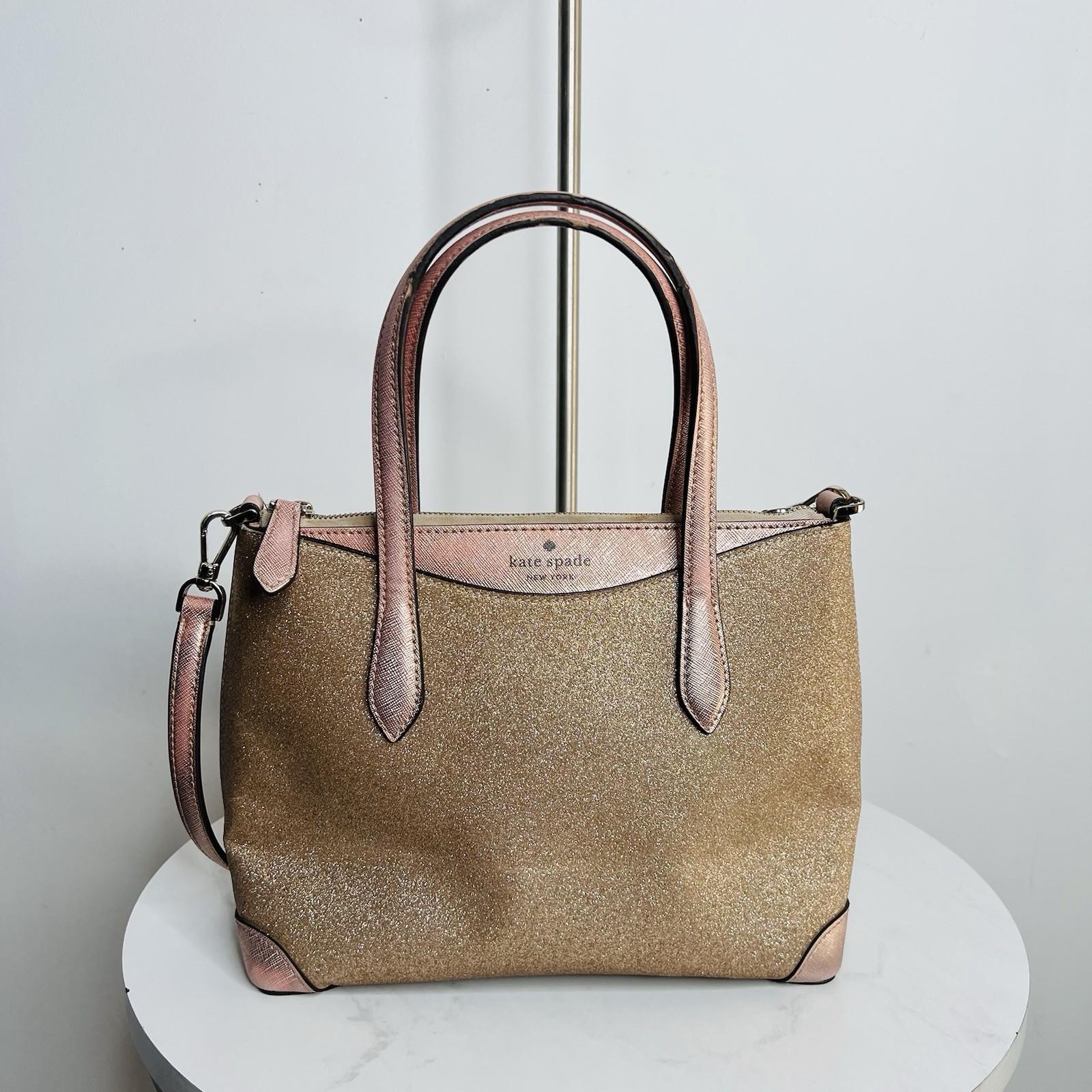 Kate Spade Shimmy Glitter  Satchel Crossbody Bag Medium Rose Gold