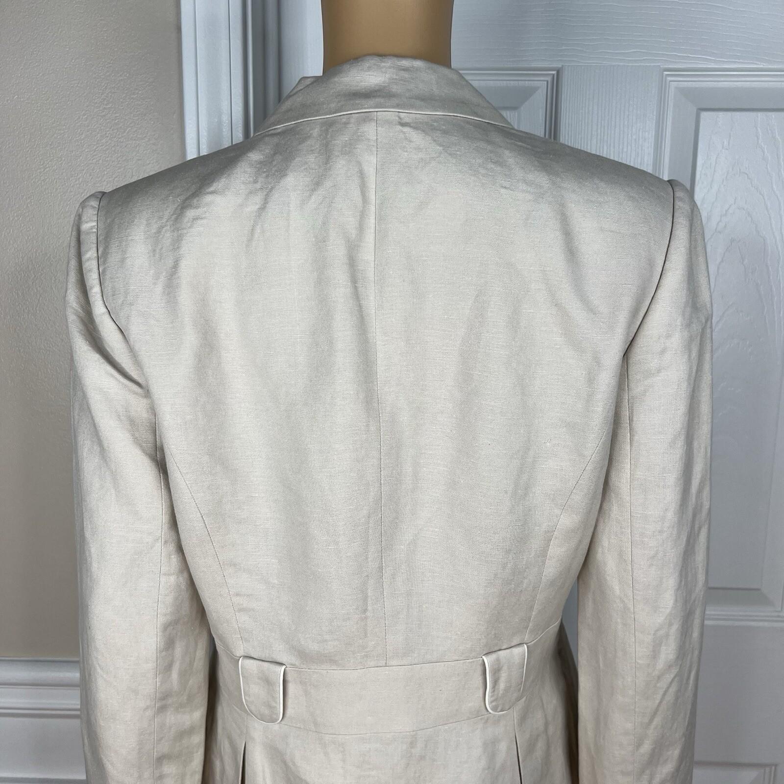 Calvin Klein Women Linen Rayon Blazer Size 8 Beige Lined Notch Collar New