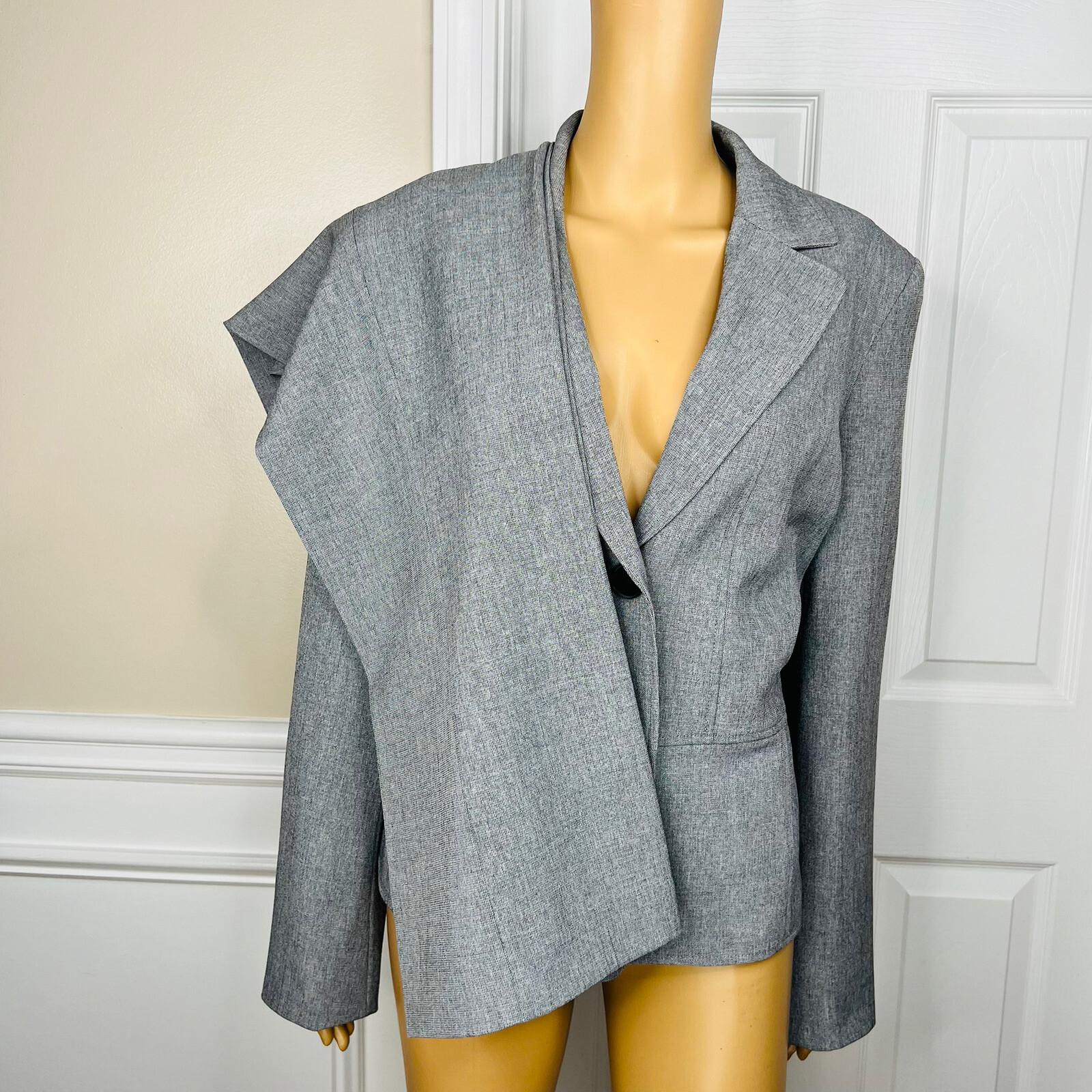 KASPER Polyester Pant 12 Suit 14 Gray Notch Collar Lined Career  2PC New
