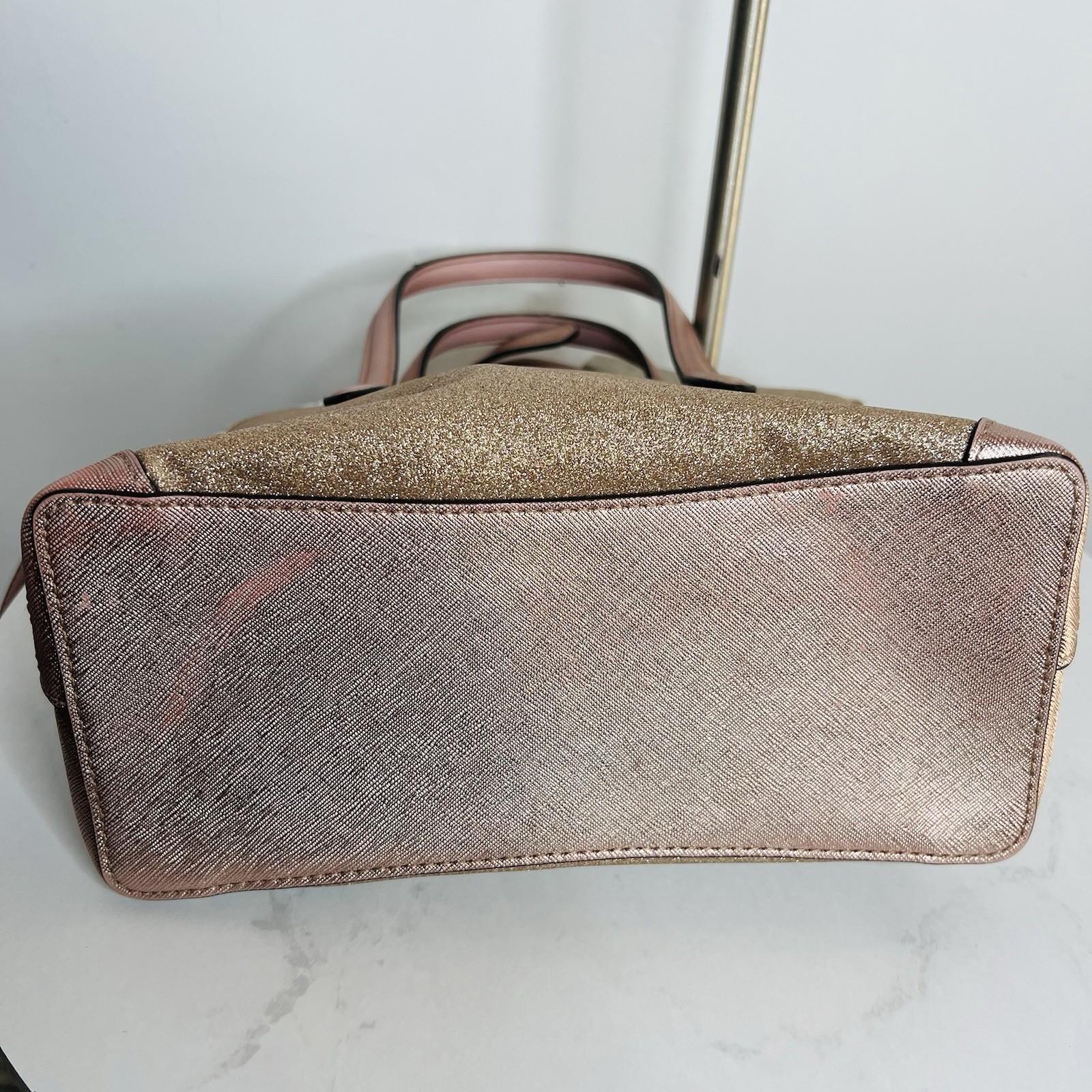 Kate Spade Shimmy Glitter  Satchel Crossbody Bag Medium Rose Gold
