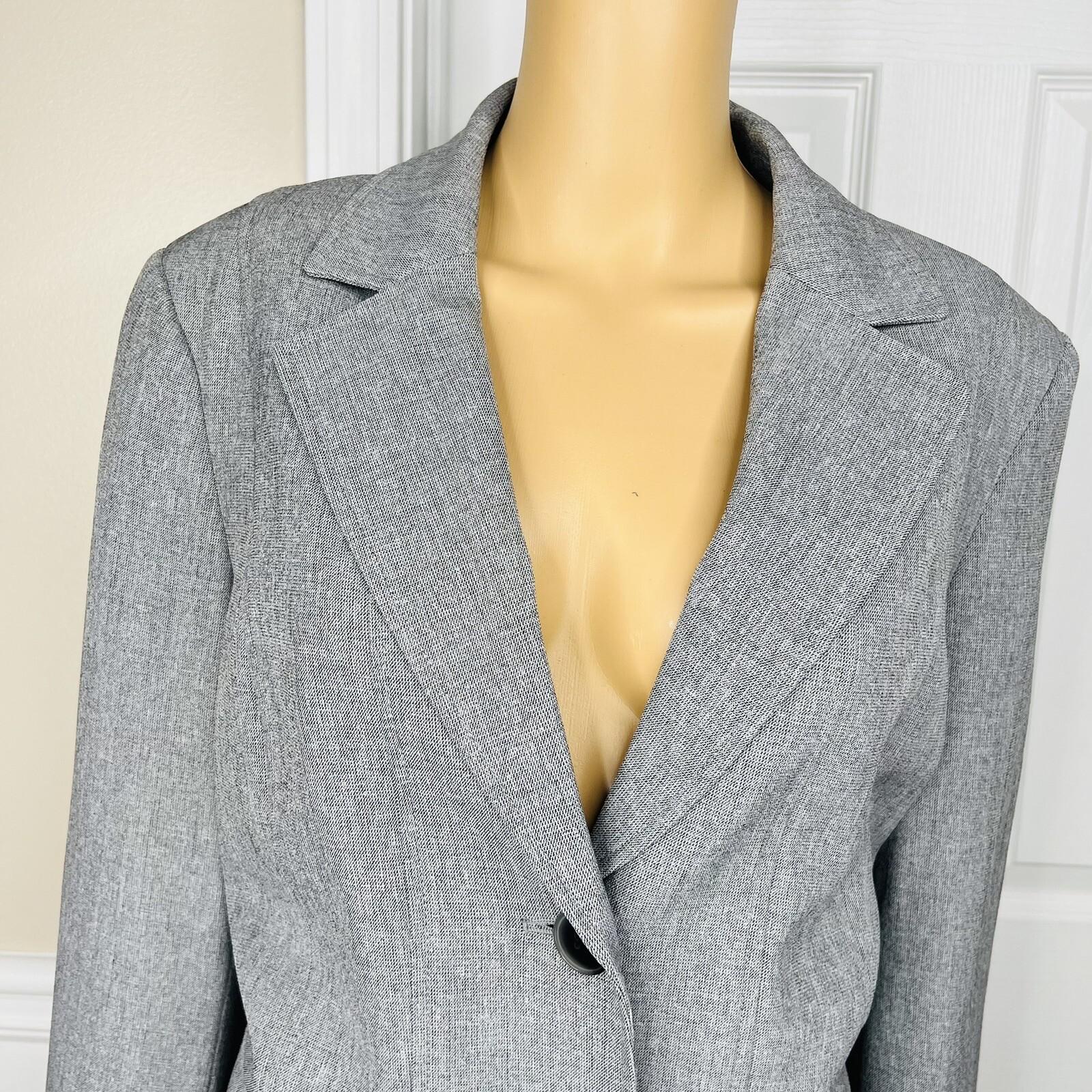 KASPER Polyester Pant 12 Suit 14 Gray Notch Collar Lined Career  2PC New