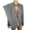 Le Suit Polyester Pant Suit Size 14 Lined Silver Gray 2 Piece Shiny New