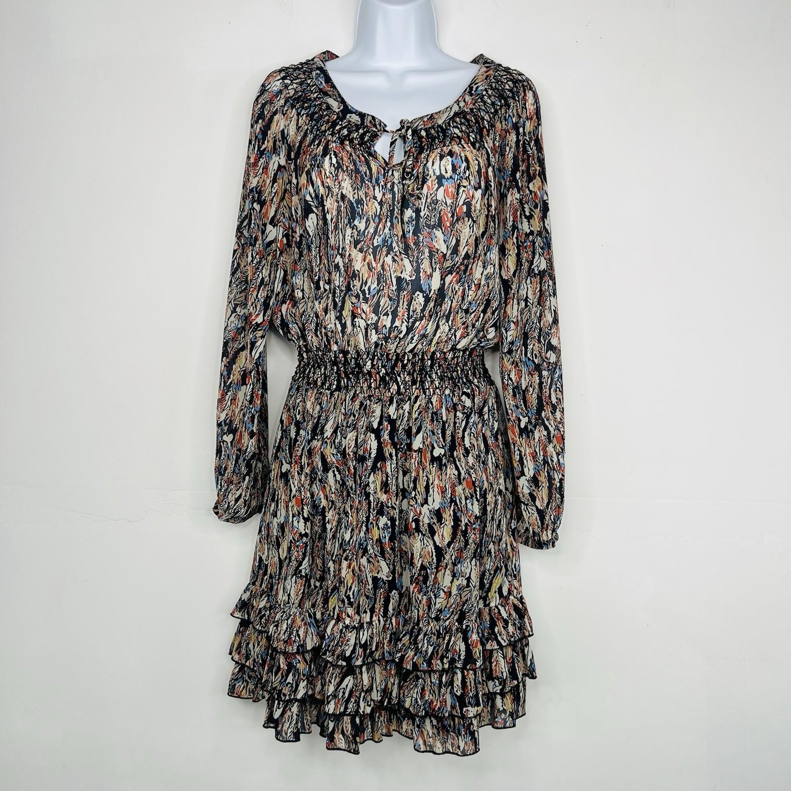 Scully smocked Stretch waist mini dress S cowgirl western boho tiered Feather