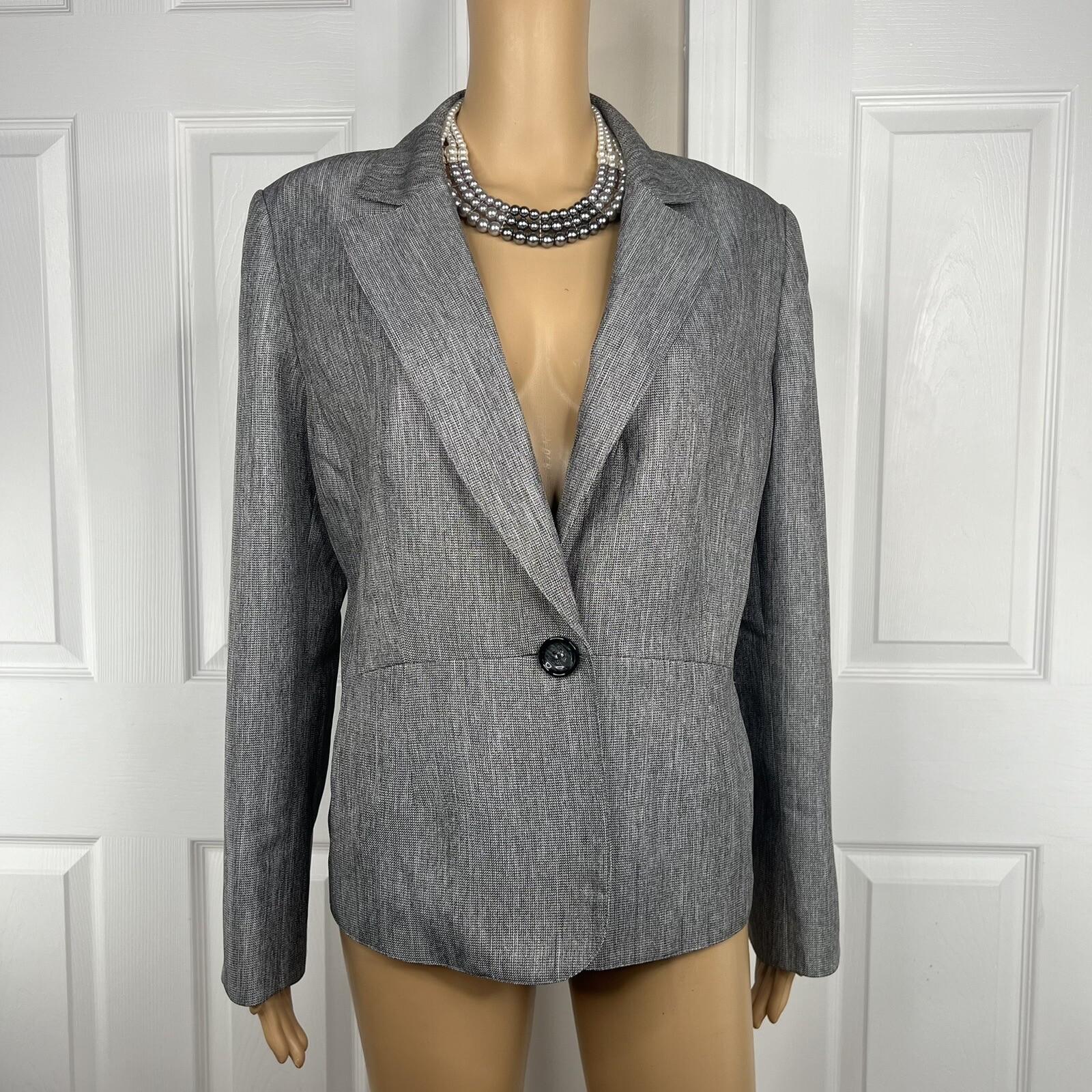 Le Suit Polyester Pant Suit Size 14 Lined Silver Gray 2 Piece Shiny New