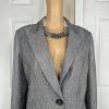 Le Suit Polyester Pant Suit Size 14 Lined Silver Gray 2 Piece Shiny New
