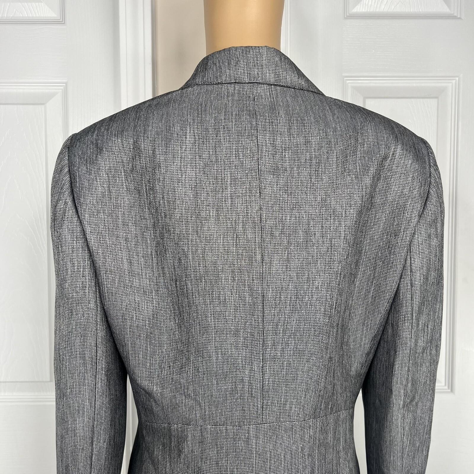 Le Suit Polyester Pant Suit Size 14 Lined Silver Gray 2 Piece Shiny New
