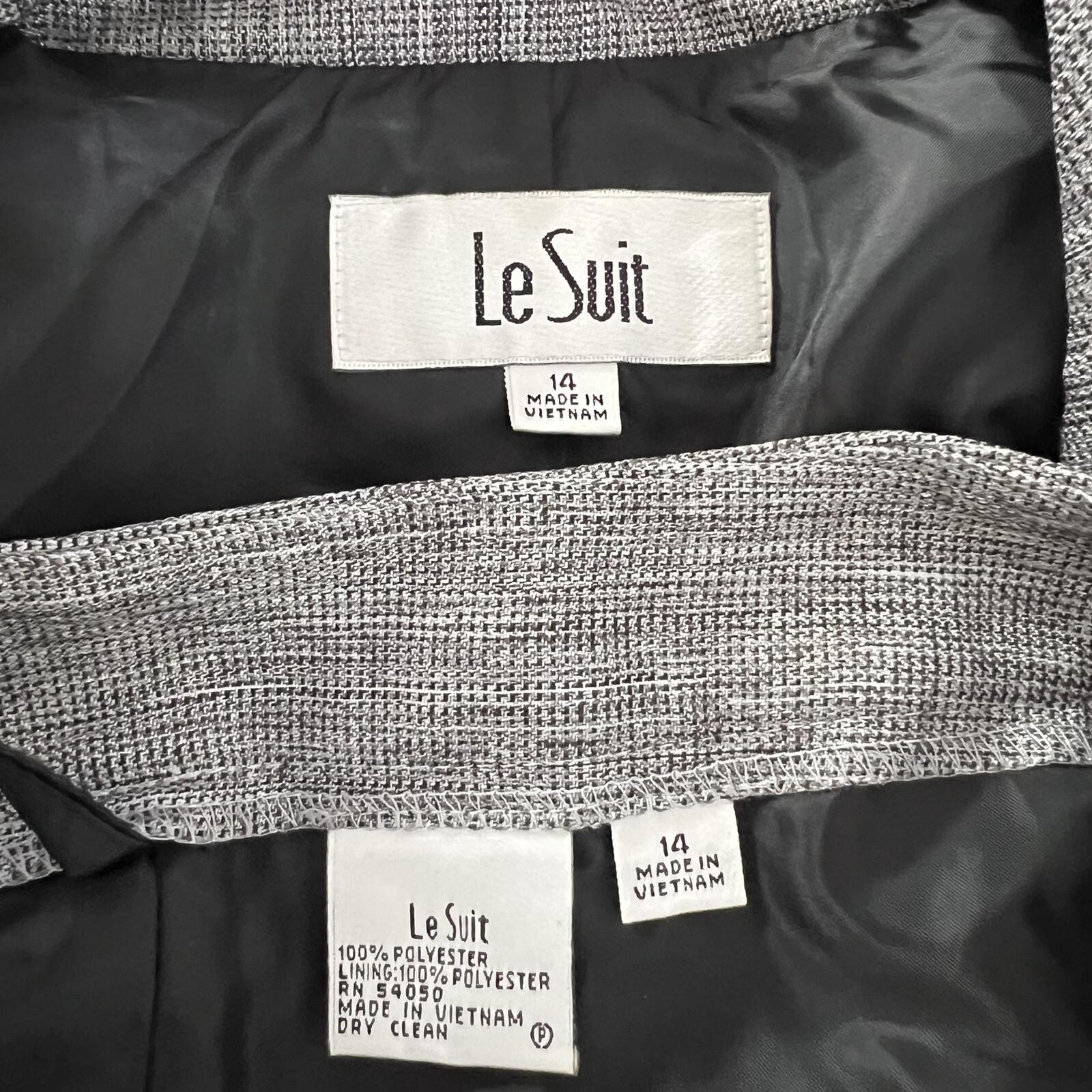 Le Suit Polyester Pant Suit Size 14 Lined Silver Gray 2 Piece Shiny New