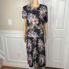 DBY USA Vintage 80s Cotton Rayon Dress Size 15/16 Floral Cowgirl Belted Pleated