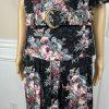 DBY USA Vintage 80s Cotton Rayon Dress Size 15/16 Floral Cowgirl Belted Pleated