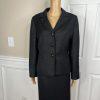 Suit Studio Women Polyester Skirt Suit Size 12P Black Notch Collar Lined 2PC