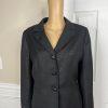 Suit Studio Women Polyester Skirt Suit Size 12P Black Notch Collar Lined 2PC