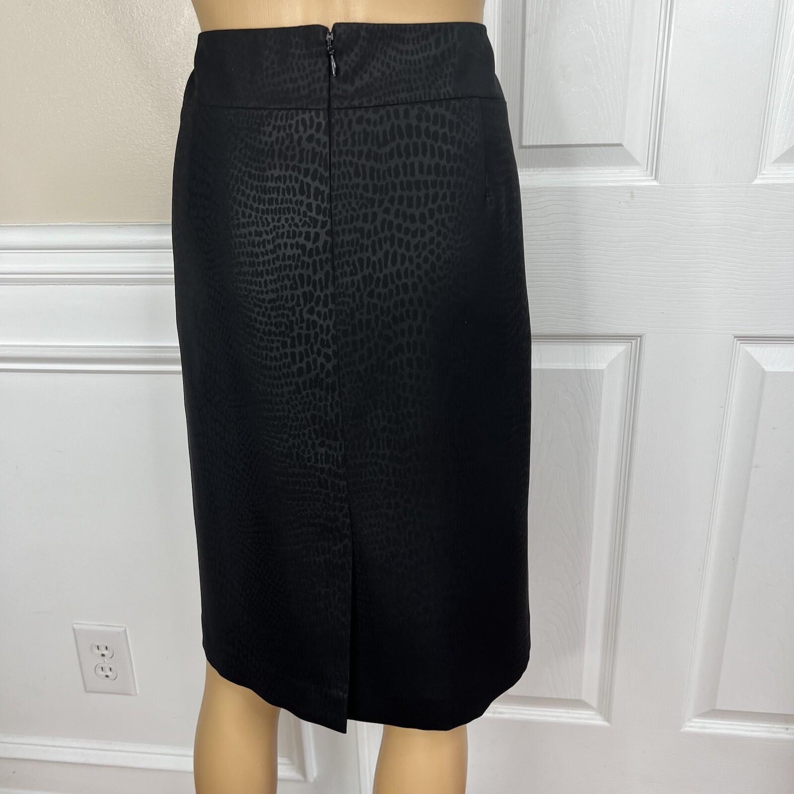 Suit Studio Women Polyester Skirt Suit Size 12P Black Notch Collar Lined 2PC