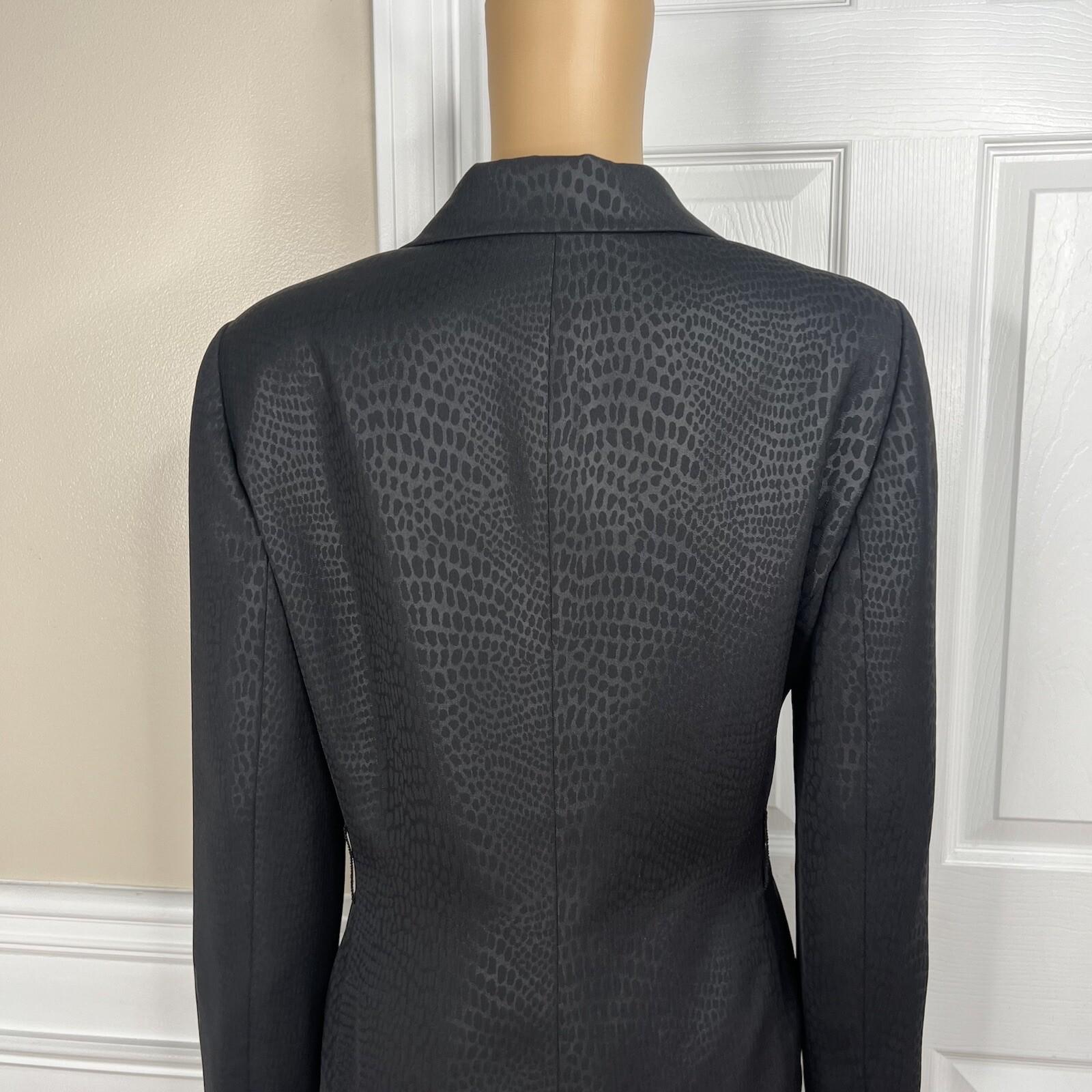 Suit Studio Women Polyester Skirt Suit Size 12P Black Notch Collar Lined 2PC