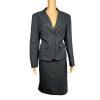 LARRY LEVINE Women 2PC Gray Polyester  Lined Notch Collar Skirt Suit Size 10