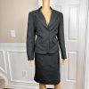 LARRY LEVINE Women 2PC Gray Polyester  Lined Notch Collar Skirt Suit Size 10
