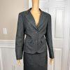 LARRY LEVINE Women 2PC Gray Polyester  Lined Notch Collar Skirt Suit Size 10