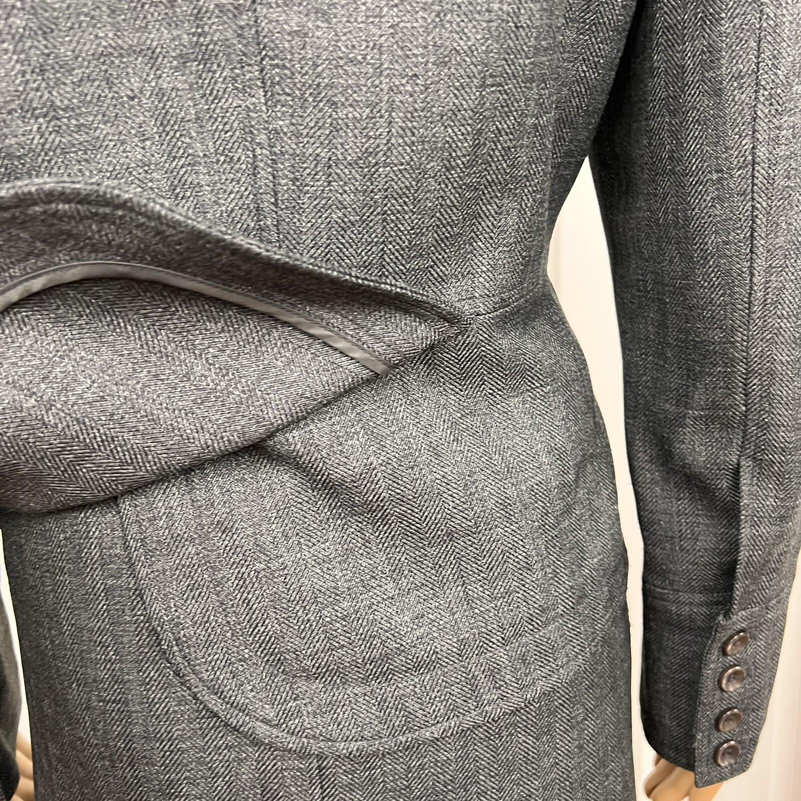 LARRY LEVINE Women 2PC Gray Polyester  Lined Notch Collar Skirt Suit Size 10